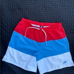 Nike Colorblock Swim Trunks XXL Red Blue White Athletic Board Shorts